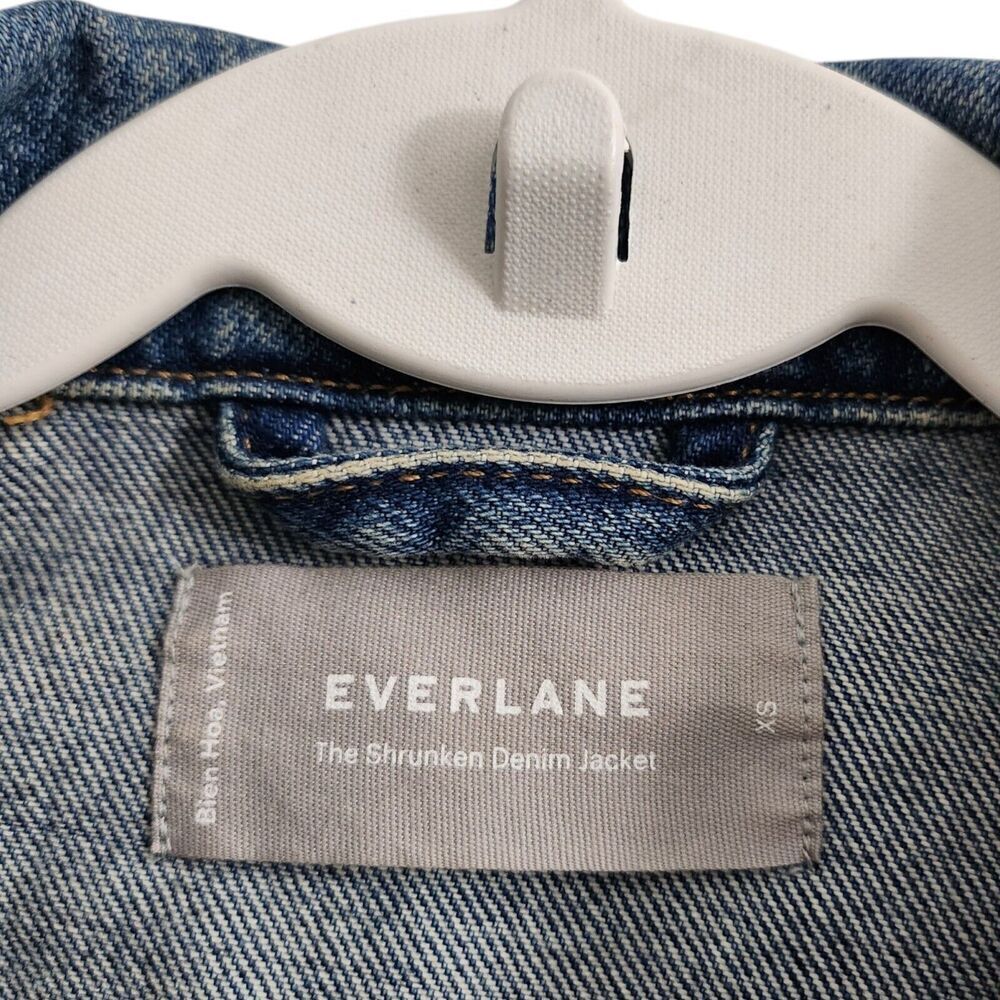 Everlane Jacket Womens XS Blue The Shrunken Denim Cropped Fit Tailored Cotton‎ - Picture 2 of 7